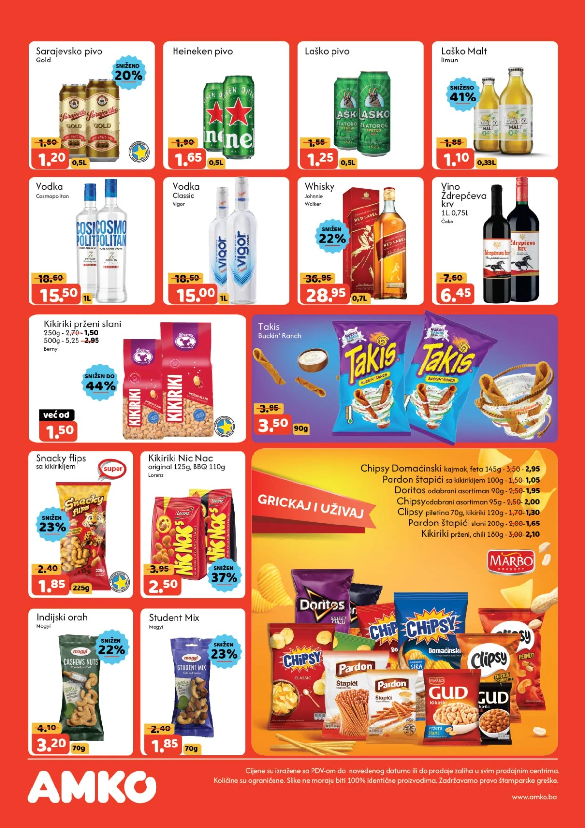 AMKO katalog – pivo grickalice i alkoholna pića na akciji