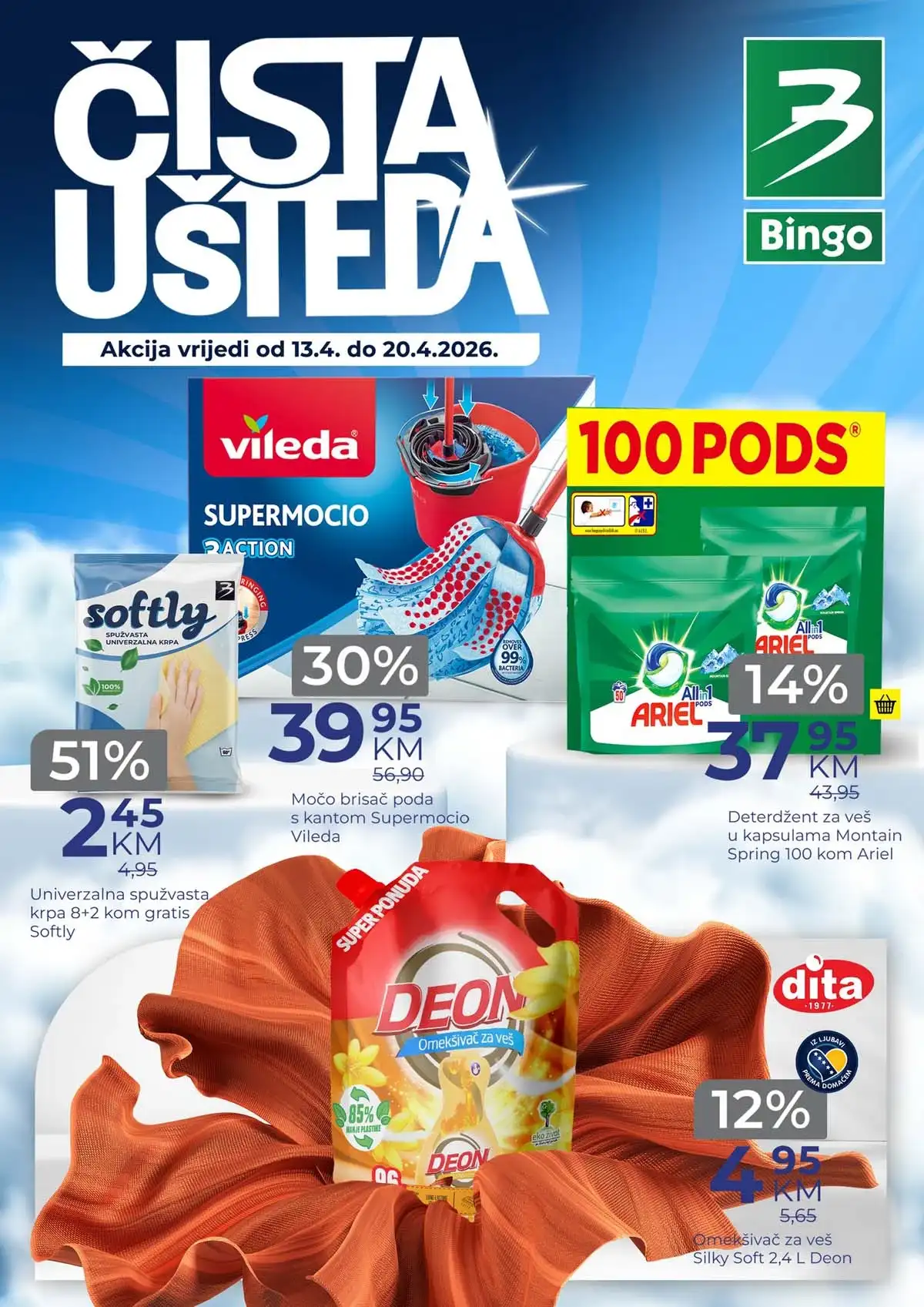 Bingo akcija do 51% sredstva za čišćenje higijena kozmetika do 20.04.2026 – strana 1