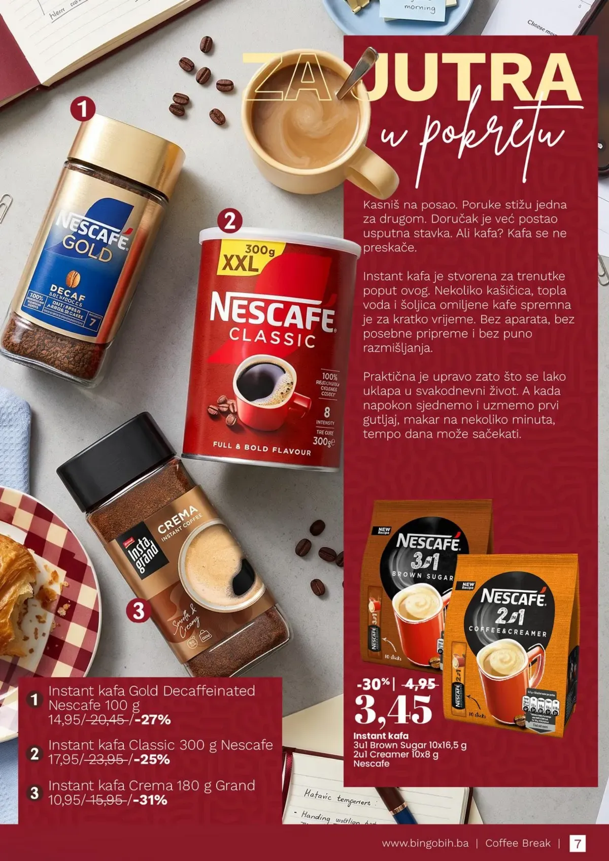 Bingo Coffee Break – Nescafé Gold, Classic i Grand instant kafa