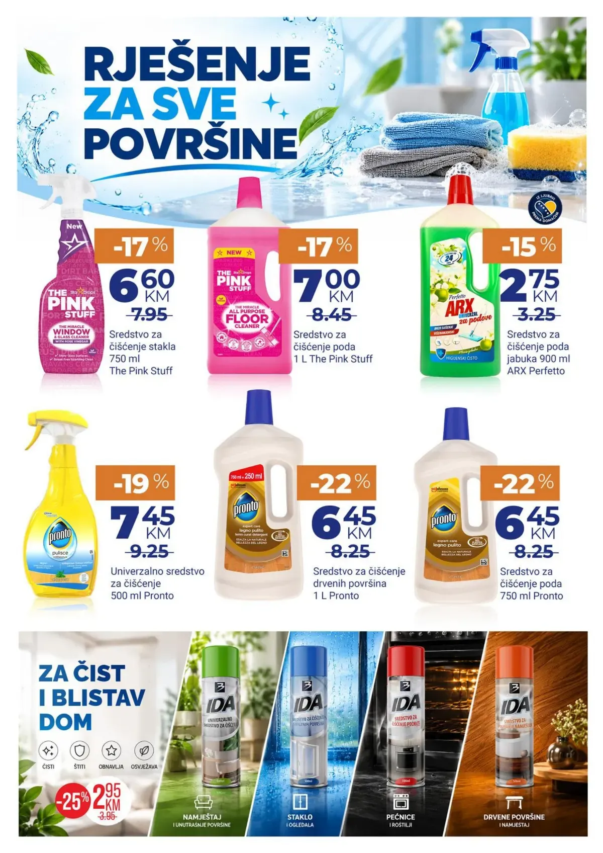 Bingo sredstva za čišćenje svih površina – Pink Stuff, Pronto i Arix Perfetto na akciji