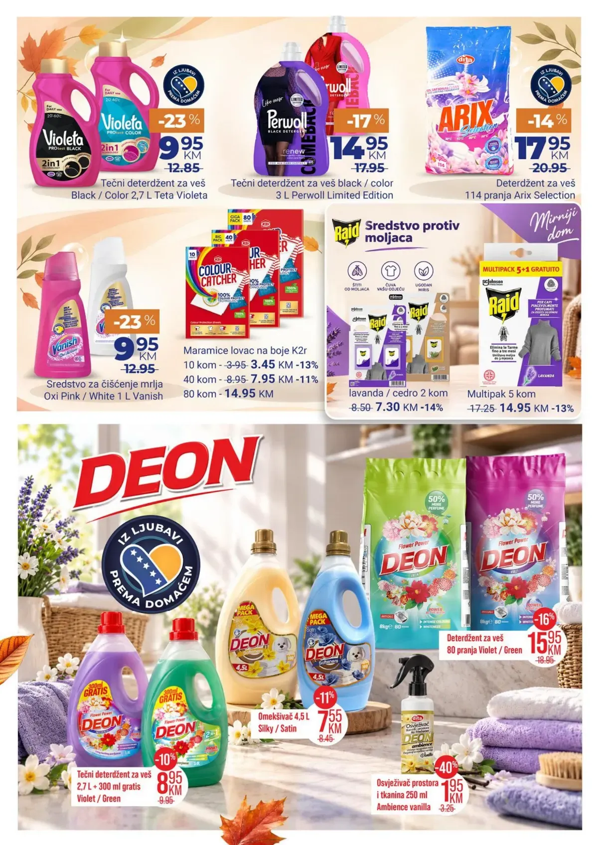 Bingo deterdženti za veš i omekšivači – Arix, Perwoll, Violeta, Vanish i Deon na akciji