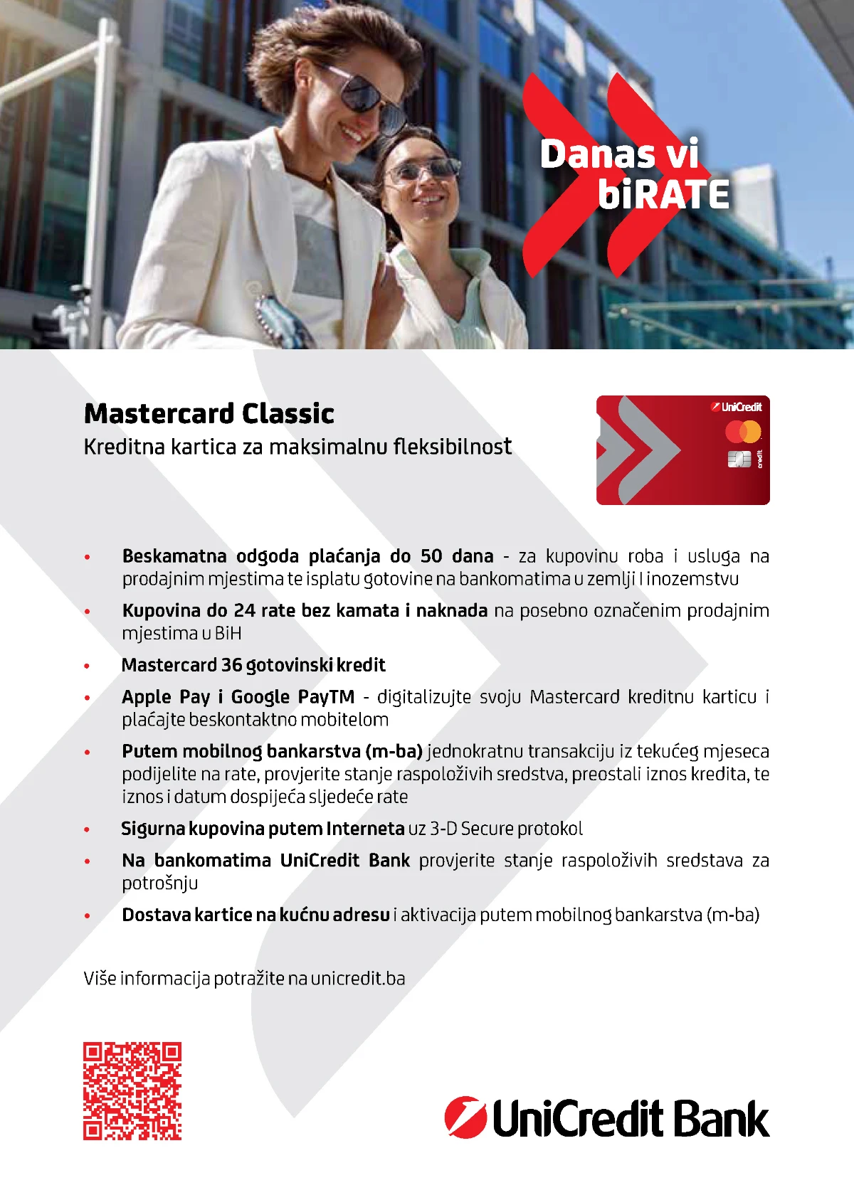 UniCredit Bank Mastercard Classic reklamna stranica