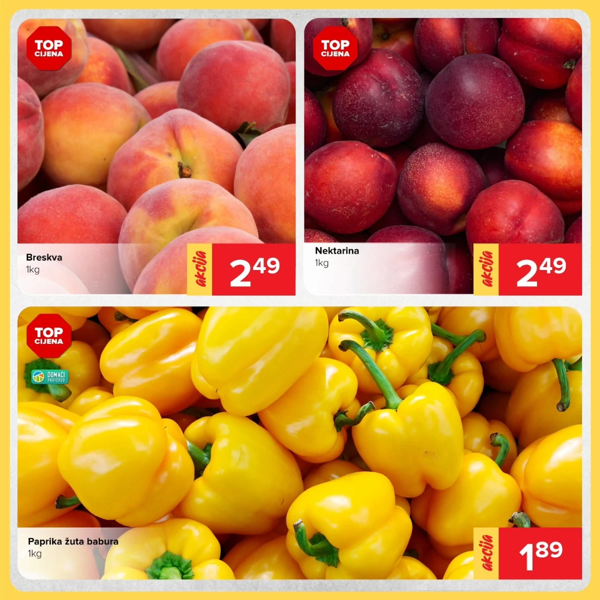 Breskve, nektarine i žuta babura po akcijskim cijenama u Đurić Supermarket vikend akciji