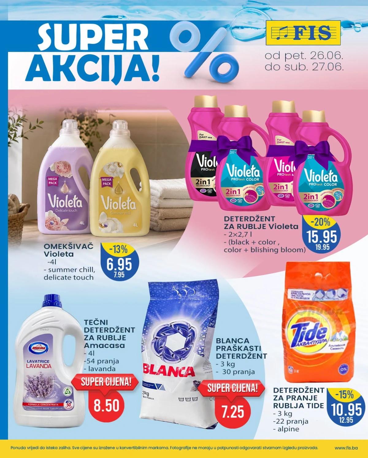 FIS Super akcija – deterdženti, omekšivači i sredstva za pranje rublja po akcijskim cijenama