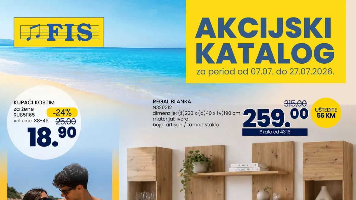 FIS akcijski katalog od 07. do 27.07.2026. – popusti na namještaj, tehniku i opremu za dom