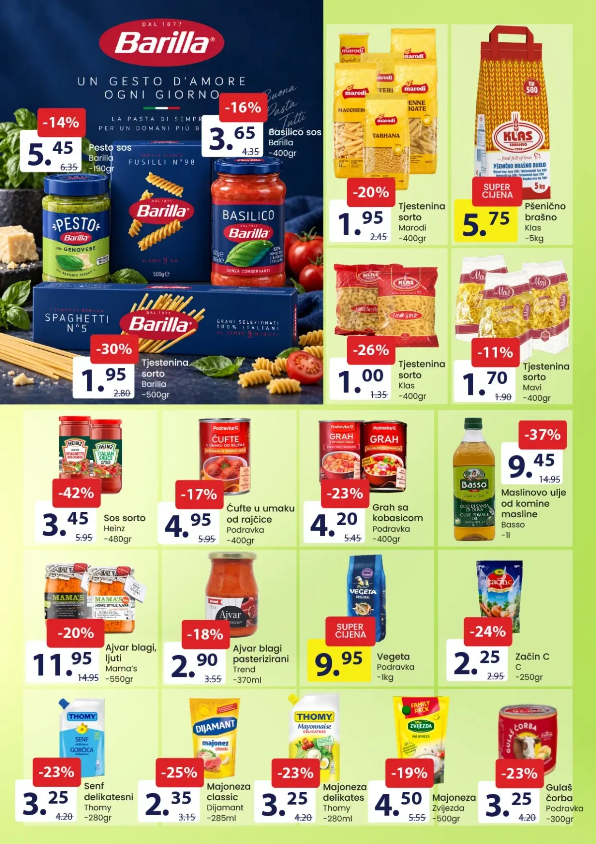 FIS akcija na tjesteninu, sosove, maslinovo ulje, ajvar, majonezu i začine