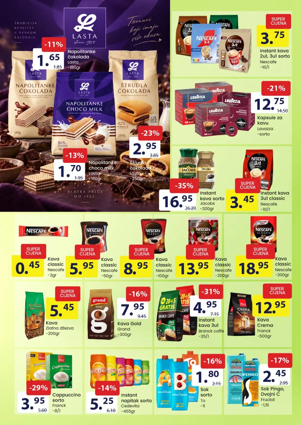 FIS akcija na kafu, napolitanke, sokove, cappuccino i instant napitke