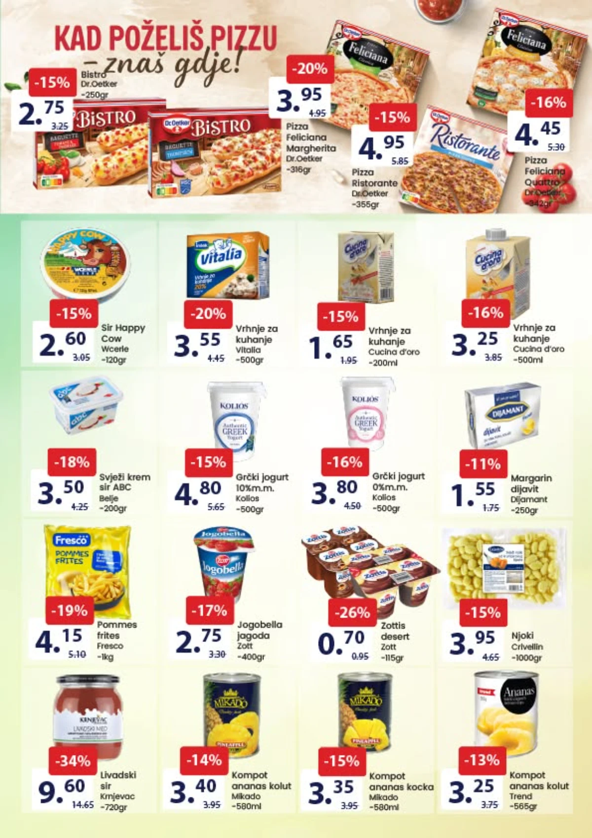 FIS pizza, mliječni proizvodi i smrznuti program