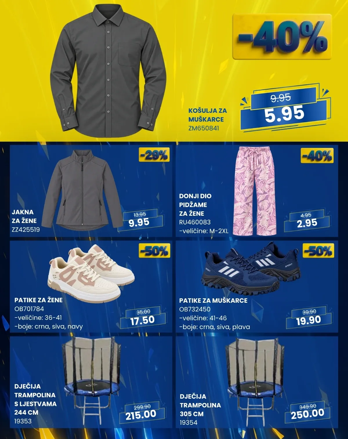 FIS PLUS sedmica – muška košulja, ženska jakna, pidžama, patike i dječije trampoline na sniženju