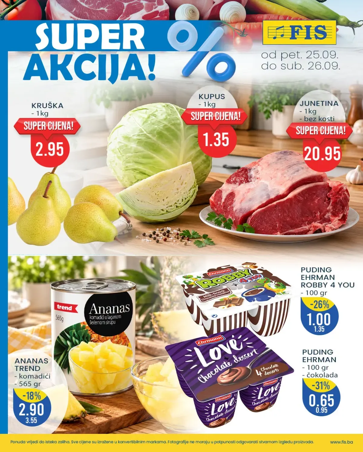 FIS SUPER AKCIJA od 25. do 26.09.2026. – velika dvodnevna ponuda prehrane, pića i kućnih potrepština