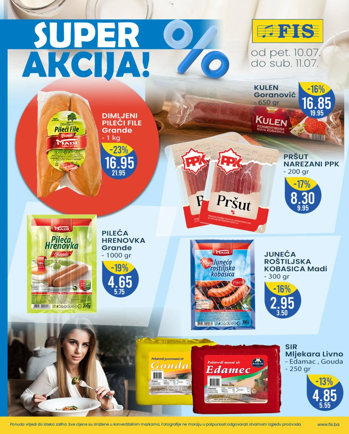 FIS vikend akcija – dimljeni pileći file, kulen, pršut, kobasice i sirevi na sniženju
