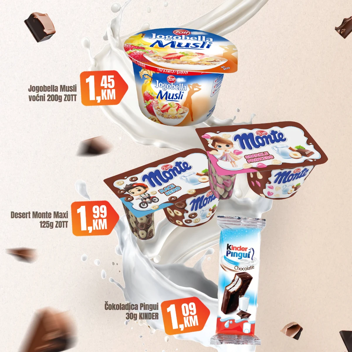 Fortuna Market vikend akcija strana 8 – Monte desert, Jogobella musli i Kinder Pingui po akcijskim cijenama