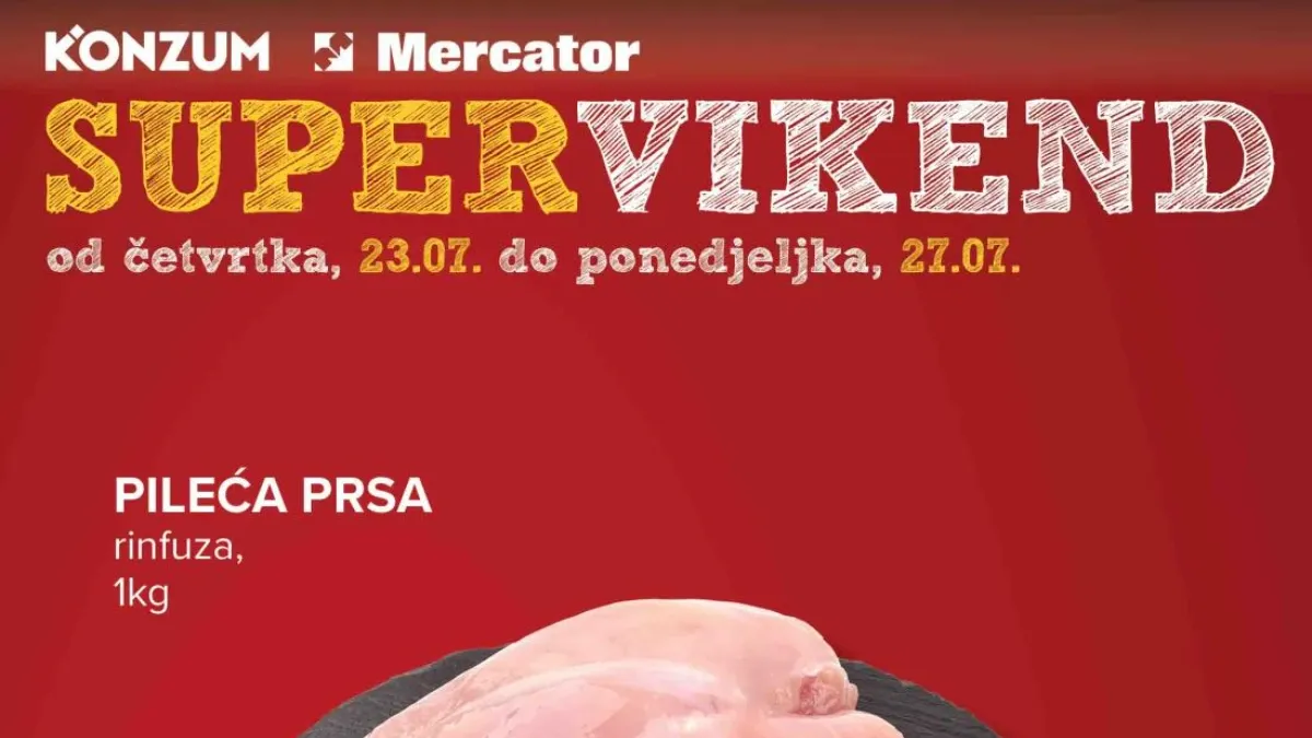 Konzum i Mercator SUPER Vikend donosi sniženja do 44% na prehranu, piće i proizvode za domaćinstvo do 27.07.2026.