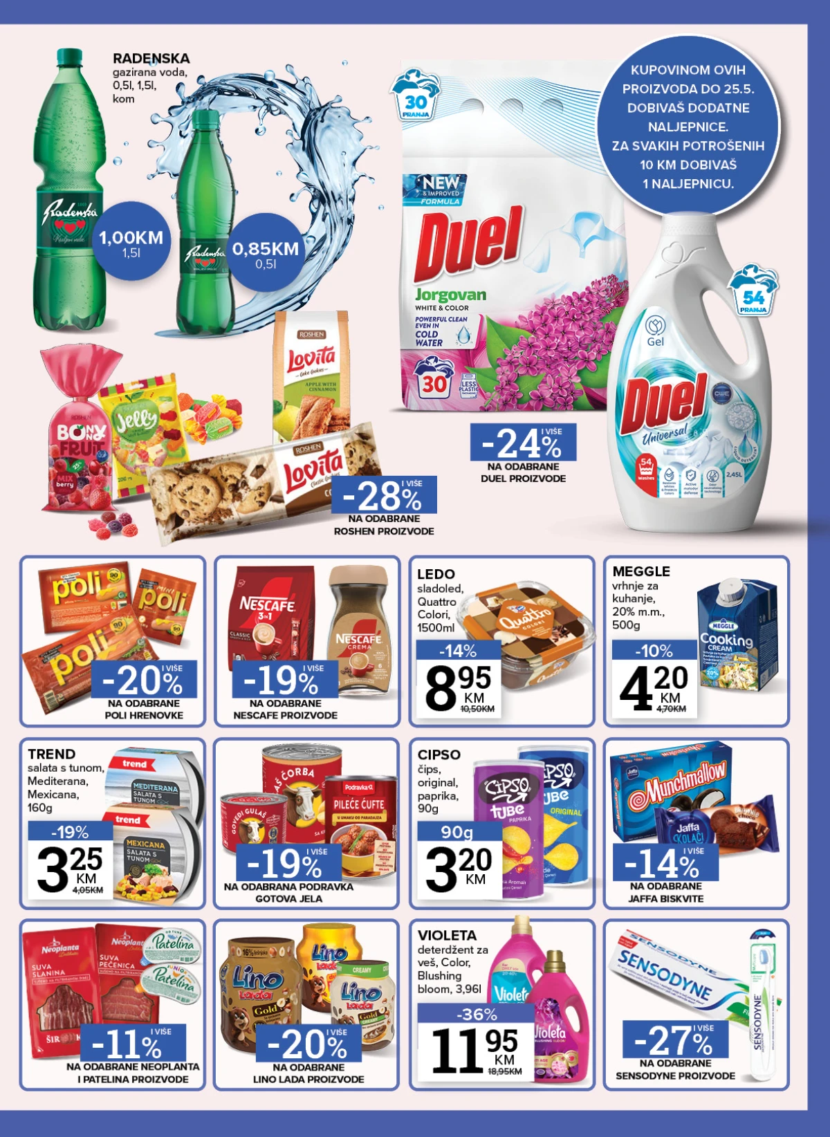 Konzum i Mercator akcija prehrane i higijene – strana 3 Konzum i Mercator katalog Duel Quattro Violeta i prehrana akcija maj 2026