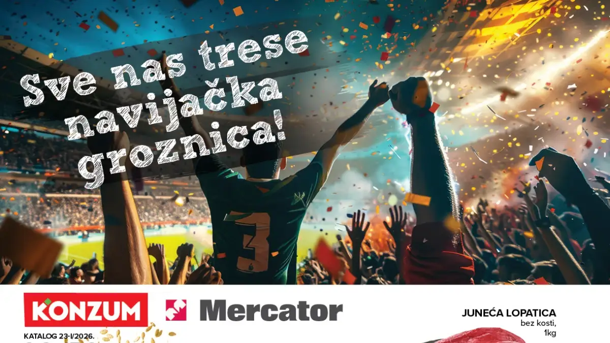 Konzum i Mercator akcija do 50% popusta do 15.06.2026 – TV uređaji, prehrana i navijačka ponuda