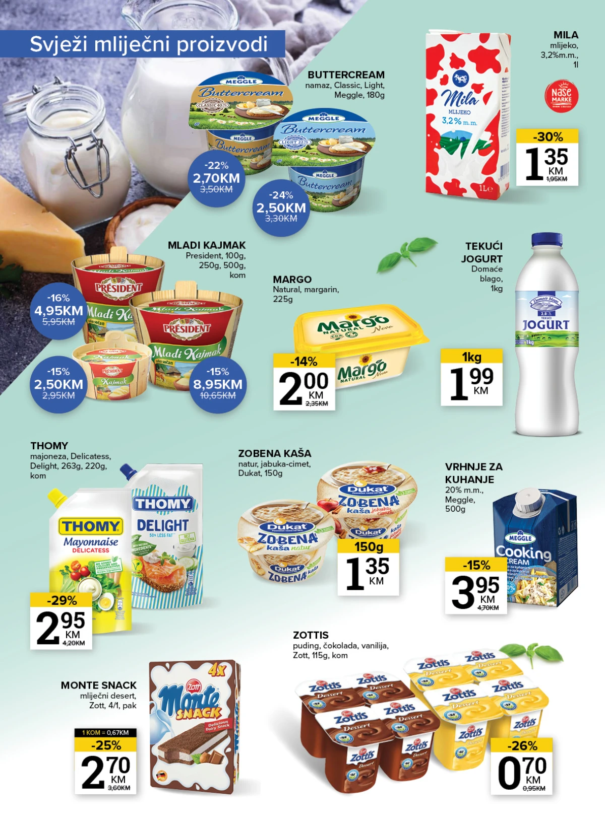Konzum i Mercator katalog maj 2026 mliječni proizvodi i jogurti akcija