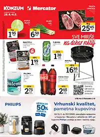 Konzum i Mercator akcija katalog sniženja do 50% prehrana roštilj ponuda do 04.05.2026