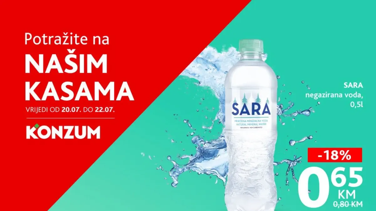 Konzum akcija Našim kasama od 20. do 22.07.2026. – popusti do 25% na odabrane proizvode