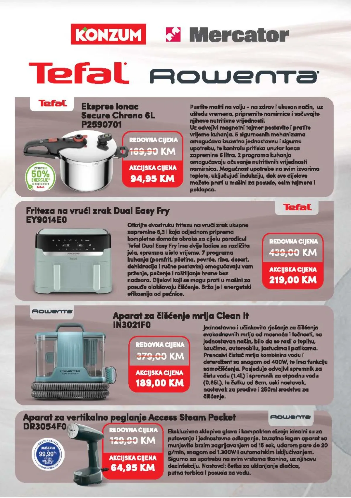 Tefal i Rowenta akcija u Konzumu i Mercatoru