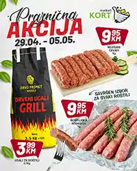 KORT praznična akcija ćevapi kobasice ugalj cijene do 05.05.2026