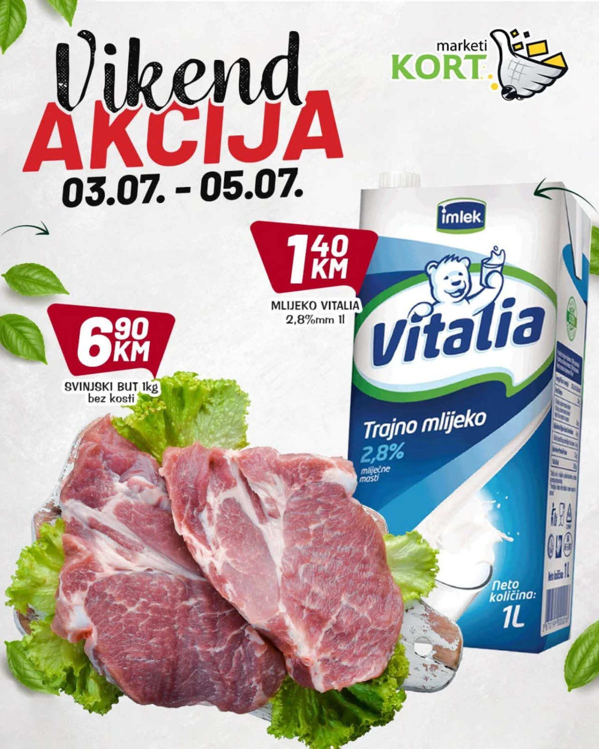 Kort Marketi vikend akcija do 05.07.2026. – vikend ponuda sa sniženim cijenama prehrane, pića i proizvoda za domaćinstvo