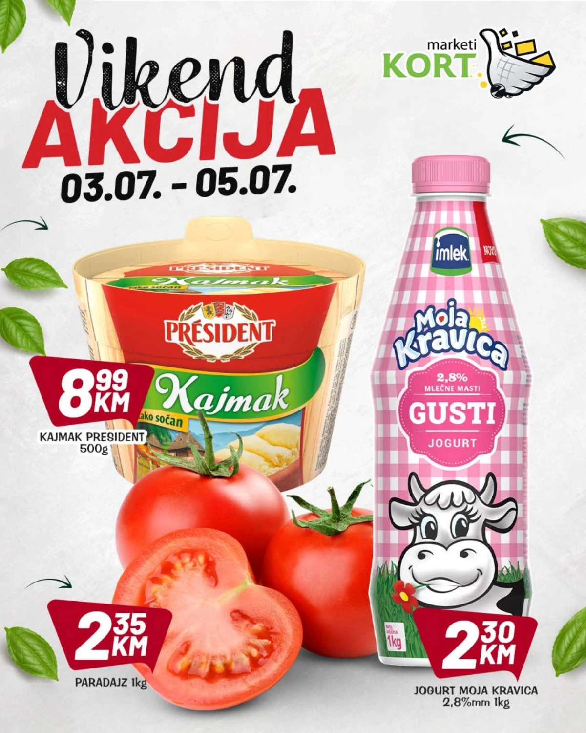 Kort Marketi vikend akcija – paradajz, kajmak i jogurt po akcijskim cijenama