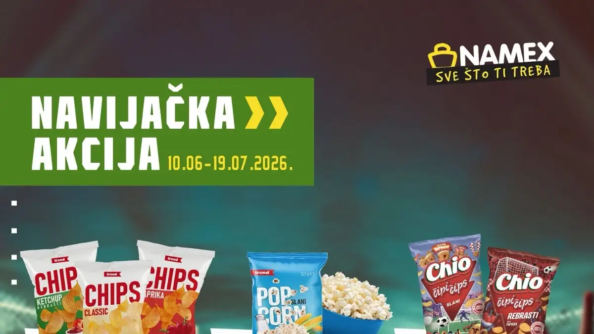 Namex navijačka akcija od 10.06. do 19.07.2026 – pivo već od 1,70 KM, grickalice i navijački dresovi po akcijskim cijenama
