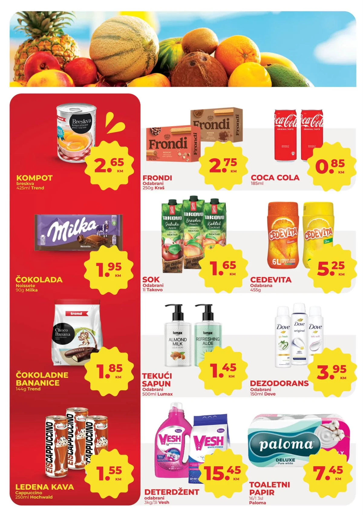 Namex vikend akcija strana 2 – čokolade, sokovi, dezodoransi, deterdženti, toaletni papir i ostali proizvodi po akcijskim cijenama