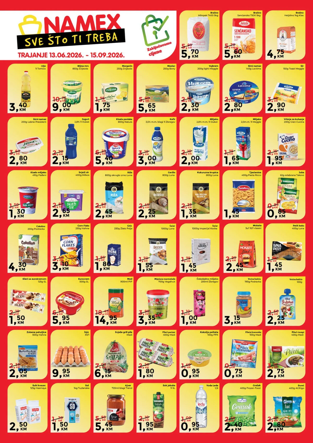 Namex katalog do 15.09.2026 – ulje, mliječni proizvodi, brašno, tjestenina i mesni proizvodi po zaključanim cijenama