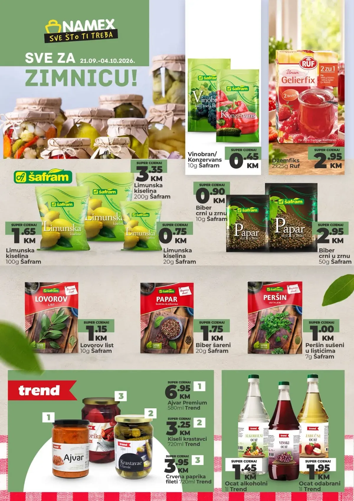 Namex Sve za zimnicu od 21.09. do 04.10.2026. – začini, dodaci, ajvar i proizvodi za pripremu zimnice