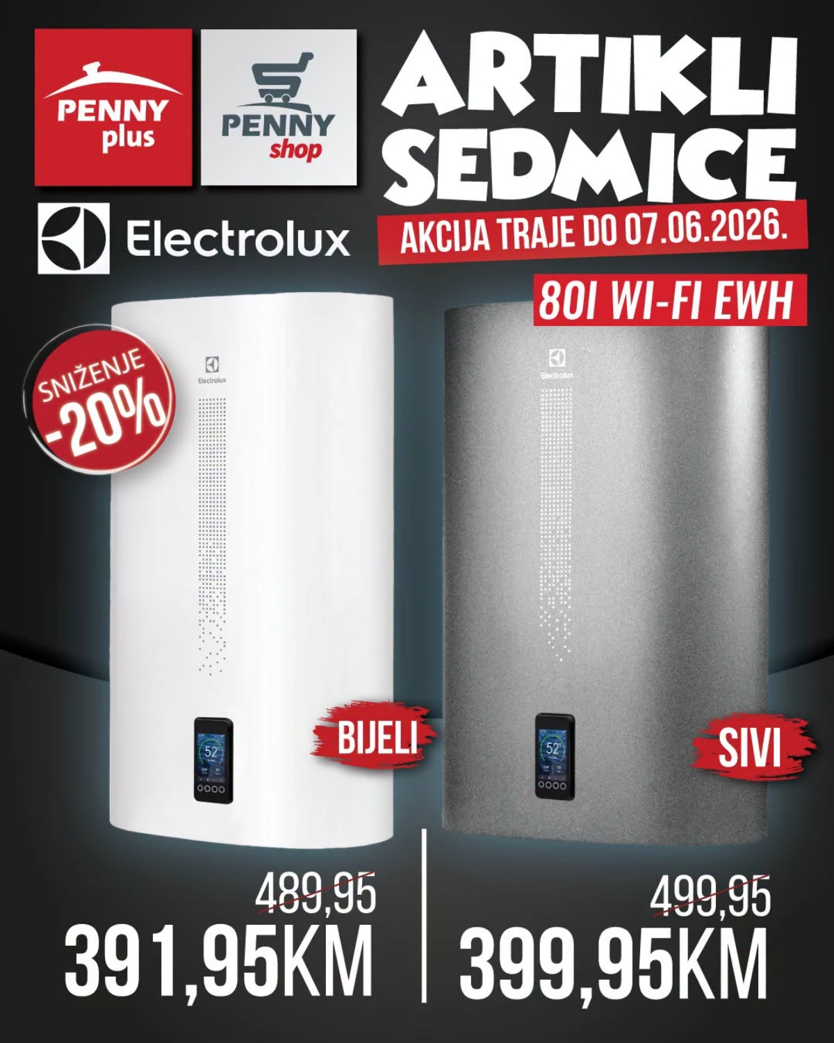 Penny katalog strana 9 – Electrolux bojleri 80L Wi-Fi EWH bijeli i sivi od 391,95 KM