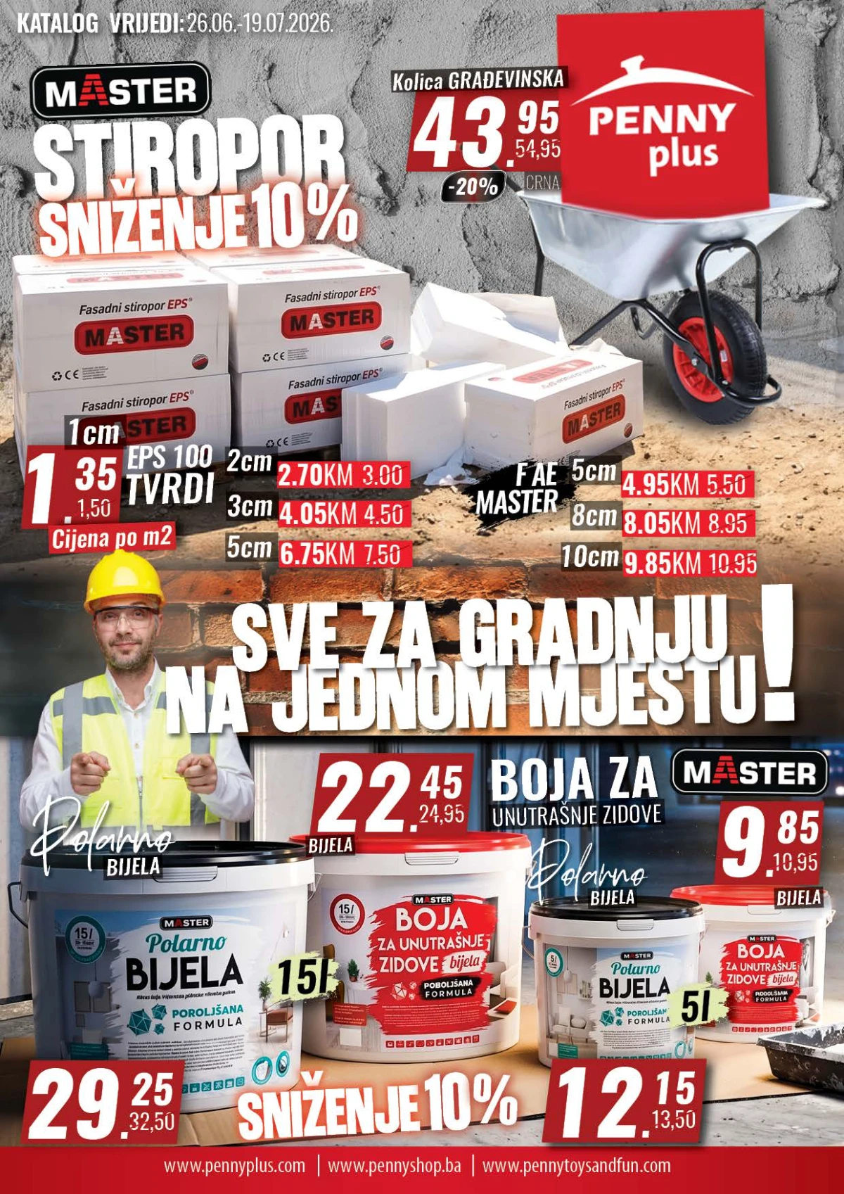Penny Plus katalog do 20% popusta – građevinski materijal, boje, stiropor i oprema za gradnju od 26.06. do 19.07.2026