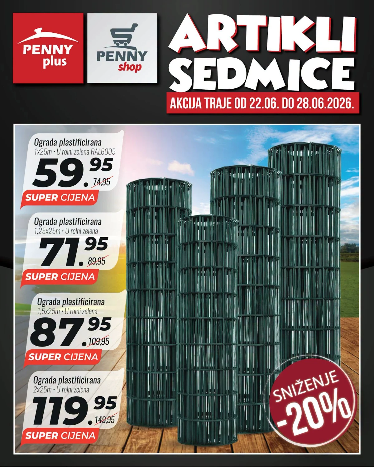 Penny Plus plastificirane ograde na akciji