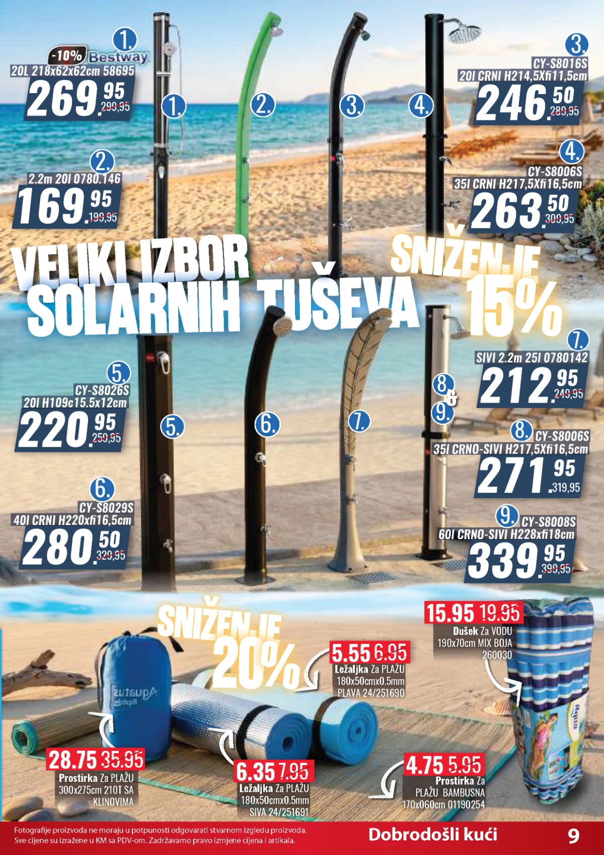 Solarni tuševi i oprema za plažu Penny Plus katalog