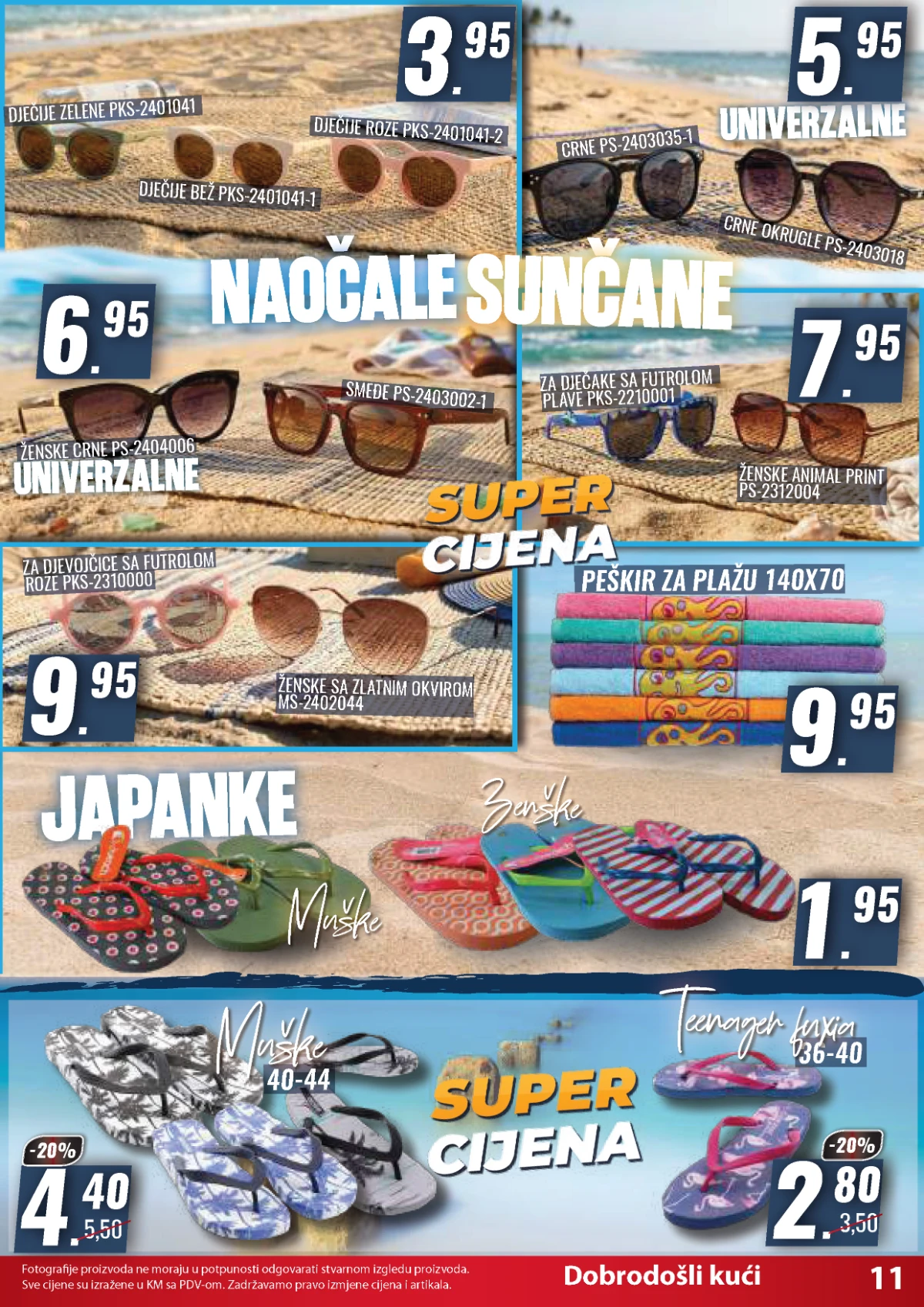 Naočale za sunce japanke i peškiri za plažu Penny Plus