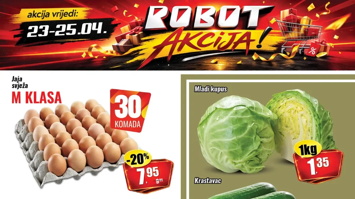 Robot vikend akcija sniženja do 44 posto prehrana piće kućne potrepštine april 2026