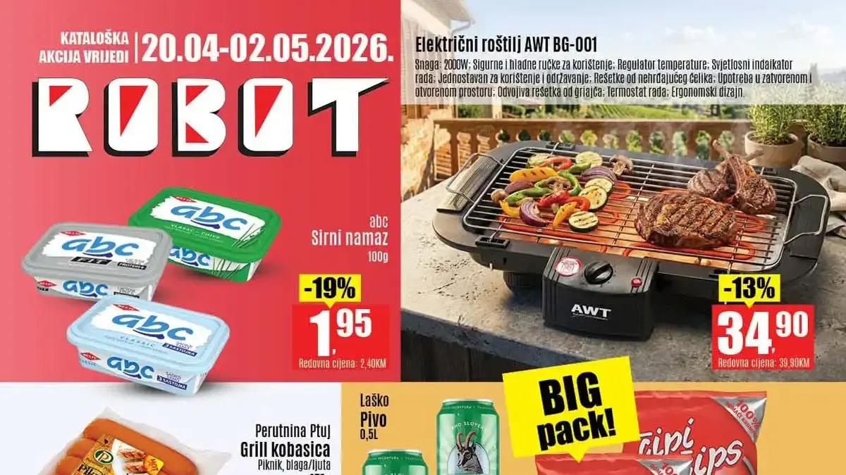 Robot akcija sniženja do 41 posto prehrambeni proizvodi april 2026 katalog