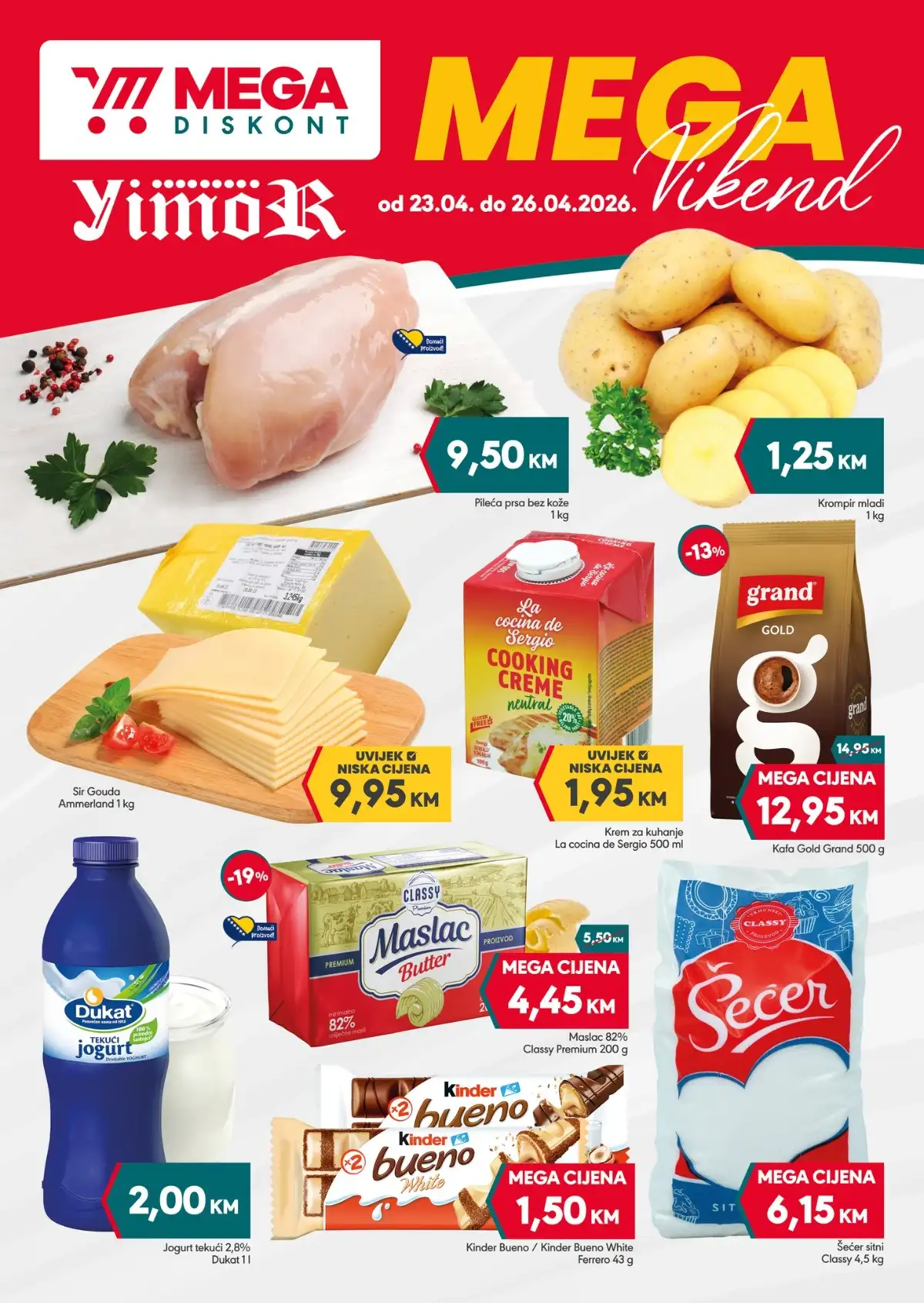 Yimor i Mega Diskont vikend akcija do 36% sniženja prehrana piće kućne potrepštine BiH – strana 1