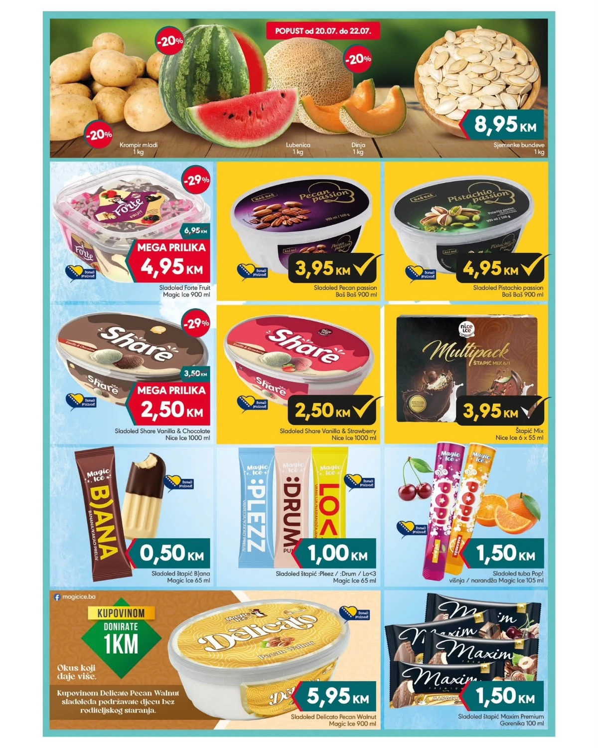 Mega Diskont katalog od 20. do 30.07.2026. – mladi krompir, lubenica, dinja, sladoledi i ljetne poslastice na akciji